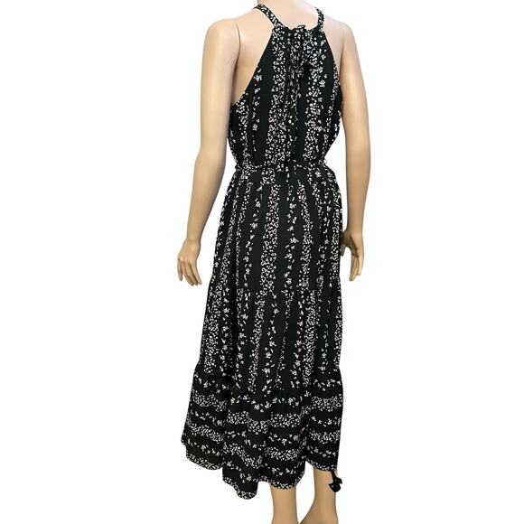 BCBGeneration Floral Maxi Dress XS Halter Neck Tiered A-line Boho Casual Crepe - Picture 4 of 10